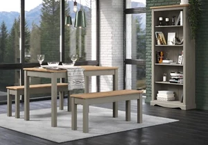 Premium Corona Grey Wash Solid Pine Chairs Dining Bench Stools - Picture 1 of 32