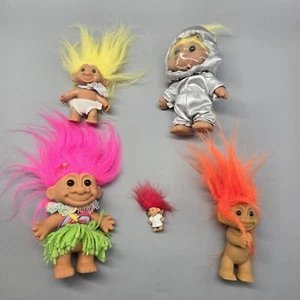 Lot Of 5 Vintage Troll Dolls 1990s Mostly By Russ (Astronaut, Hula Dancer, Baby) - Picture 1 of 12