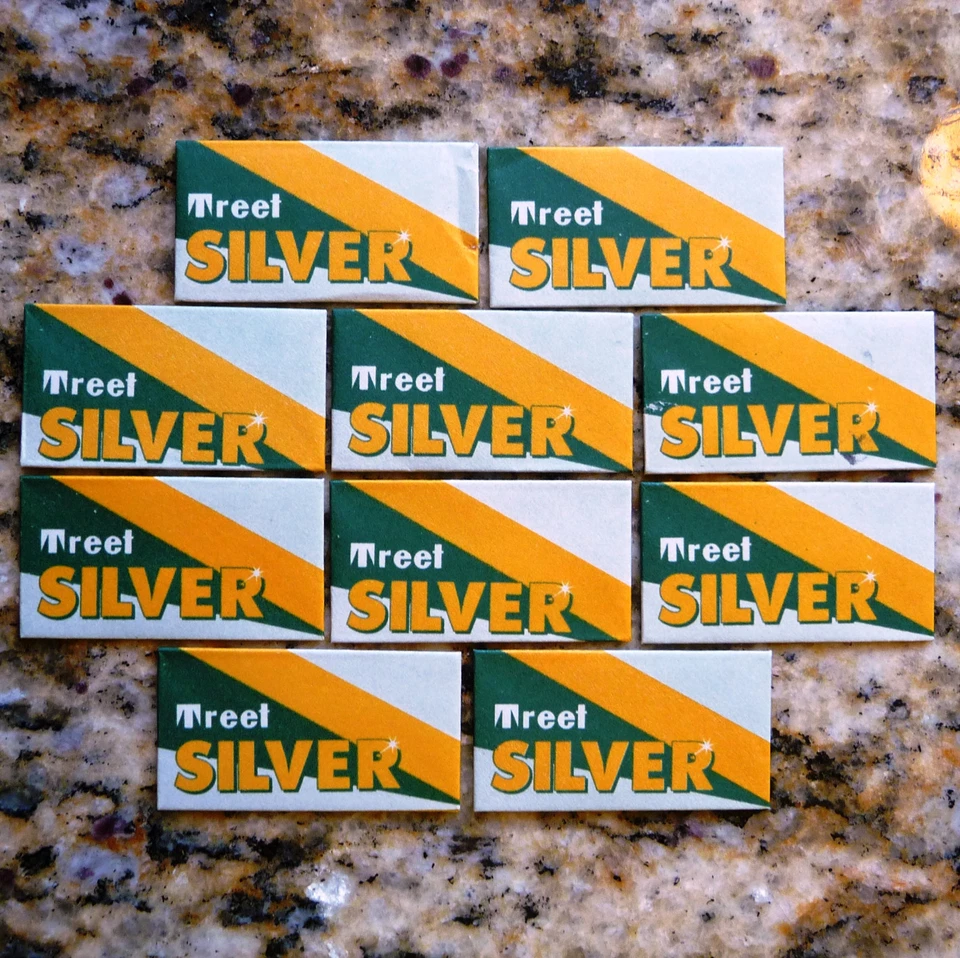 10 hojas de afeitar Treet Silver de acero al carbono de doble filo Foto 1 de 1