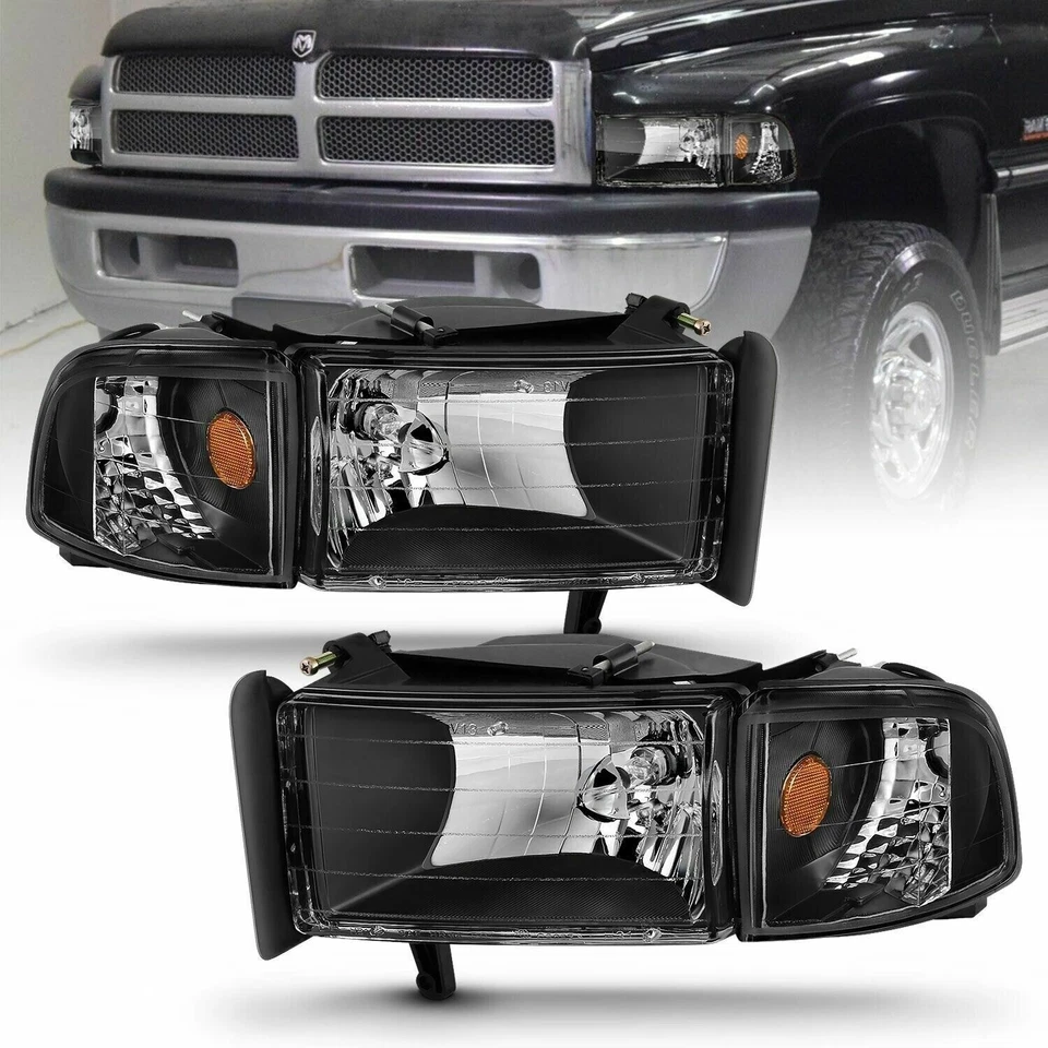 Faros de cristal negros Anzo 111067 para 94-02 Dodge Ram 1500/2500/3500 Foto 1 de 4