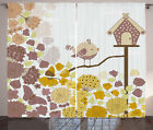 Spring Curtains Funny Shaped Bird and House