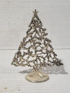 Silver Plated Christmas Tree 6 3/4"H x 5" L Shelf Standing Ornament - Picture 1 of 5