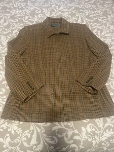 Lauren Ralph Lauren Jacket Women’s Brown Wool Herringbone Equestrian Preppy - Picture 1 of 13