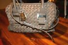 Cole Haan Taupe Woven Leather Convertible Satchel Purse