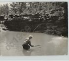 Man Fly FISHING Cannon Creek, AK ARKANSAS 1960s Press Photo Herbert Lanks 