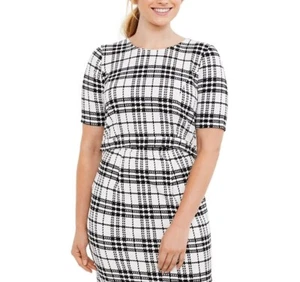 Motherhood Materntiy LARGE Nursing Dress Black White Plaid Tiered  - Picture 1 of 14