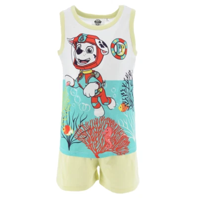 COMPLETO SHORT + CANOTTA PAW PATROL BAMBINO 100% COTONE - EX1072GIALLO - Immagine 1 di 2