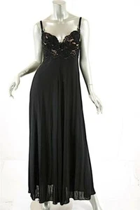 VICKY TIEL Couture Vintage Black Rayon Nylon Lace Wired Bustier Long Gown Sz US8 - Picture 1 of 8