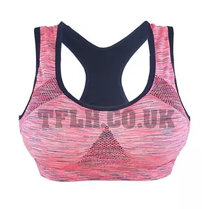 Reggiseno imbottito senza cuciture crop atletico sport palestra yoga fitness top melange UK 0296 - Foto 1 di 7