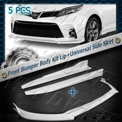 Pintado de blanco para Toyota Sienna 2018-2020 parachoques delantero labio + faldón lateral 5 piezas Foto 1 de 4
