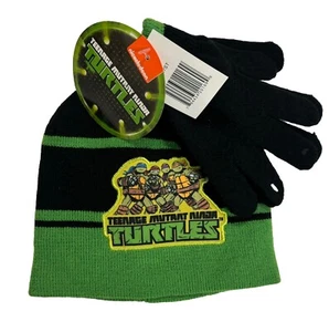 TNMT Rise of the Teenage Mutant Ninja Turtles Knit Winter Beanie Hat Gloves Set - Picture 1 of 1