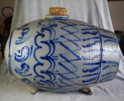 RARO Gres Decorado 2 1/2 Gal. CERDO CIEGO / REDONDO - Circa 1870 - Americano Foto 1 de 4