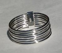 925 Sterling Silver Semanario 7 Etched Bracelets Bangles 2.55" Taxco Mexico #M2