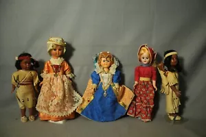 Vintage 1950er ethnische Modepuppen Indianer Queen Elizabeth 7"-8" groß - Bild 1 von 6