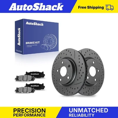 Front Drilled Slotted Brake Rotors Ceramic Pads for 2007-2011 Toyota Camry - Изображение 1 из 4