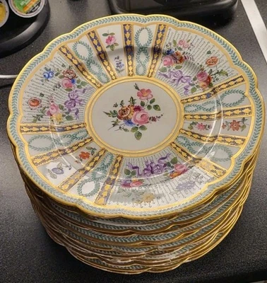 Juego de 12 platos de cena de porcelana de alta calidad, ¿Swansea?, ¿Meissen?, ¿Nantgarw?. Foto 1 de 4