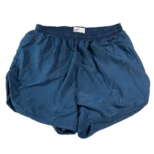 Vtg Soffe Shorts Athletic Gym Running Thin Nylon wet look Made in USA Blue Men L - Picture 1 of 10