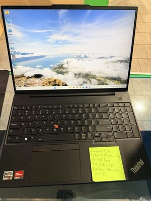 Lenovo ThinkPad E16 Gen 1 16”AMD Ryzen 5 7530U 2.0GHz 16GB RAM 512GB SSD Win 11P - Image 1 of 4