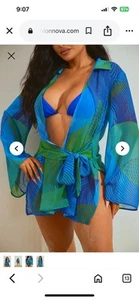 Fashion Nova Women's Summer Swim Cover Up Multicolor Size L NWT - Picture 1 of 10