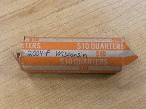 2004-P Wisconsin Statehood US $10 Circulated Quarter Roll (40 Coins) 👀 - Picture 1 of 1