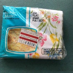 Vintage JC Penney Full Flat Sheet Buttercup/Pink No Iron Muslin (New Old Stock) - Picture 1 of 6