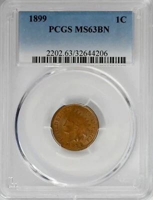 1899 Indian Head 1C One Cent Penny PCGS MS63 BN - Image 1 of 4