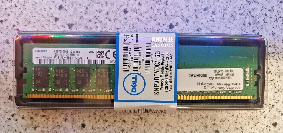 SNPVDFYDC/16G AA335286 DELL 2RX8 16GB DDR4 PC4-2666V Unbuffered UDIMM ECC Memory - Image 1 of 1