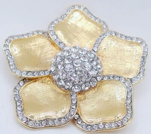Rare? Vintage KJL Kenneth Jay Lane Sparkling Crystal 2.50" Flower Pin / Brooch - Picture 1 of 6