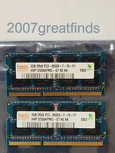 HYNIX 2x 2GB = 4GB PC3-8500S Laptop Memory SODIMM DDR3 1066 RAM HMT125S6AFR8C-G7 - Picture 1 of 3