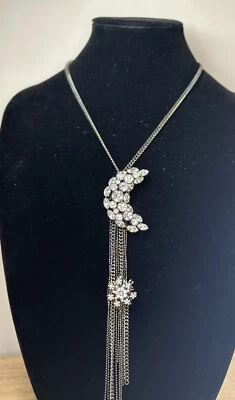 Collar de cadena negra con estrás transparente Lucky Brand Moon and Stars  Foto 1 de 4