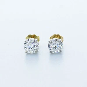 2.0 CT NATURAL DIAMONDS I/VS2 ROUND CUT 14K YELLOW GOLD FOUR-PRONG CLASSIC STUDS - Picture 1 of 10