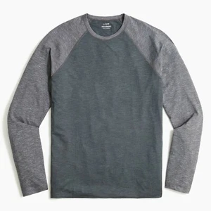 J Crew Black-Gray Athletic Performance Long Slv Baseball T Shirts L MSRP: $49.50 - Picture 1 of 6