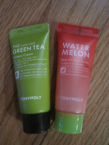 TONYMOLY Watermelon Dew All Over Serum / The Chok Chok Green Tea Cream 0.5 oz ea