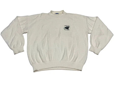 Vintage 90s Team NFL Nutmeg Mills Sweaters Carolina Panthers Sweater Mens Cover