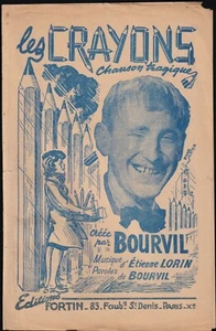 Les CRAYONS Chanson Tragique Paroles de BOURVIL et Musique d'Étienne LORIN 1946 - Picture 1 of 7