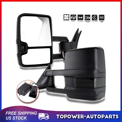 Tow Mirrors For 88-98 Chevy C/K 1500 2500 3500 Pair Power Side View LED Signal - Image 1 of 4