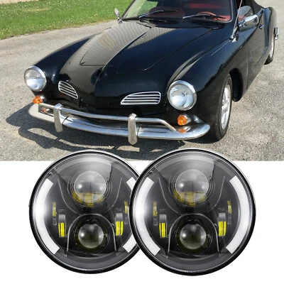 Faro redondo DRL alto/bajo con intermitente LED 7" para VW Karmann Ghia 1967-1974 con intermitente Foto 1 de 4
