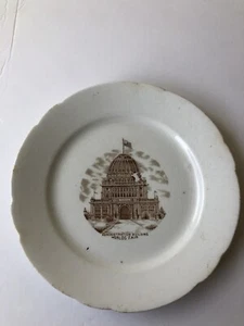 1893 Chicago World’s Fair 8” Bridgewood & Son Procelaine Plate Administration Bl - Picture 1 of 6