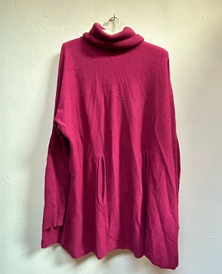 Suéter feminino Garnet Hill XS marrom lã merino cashmere gola alta tamanho grande - Imagem 1 de 4