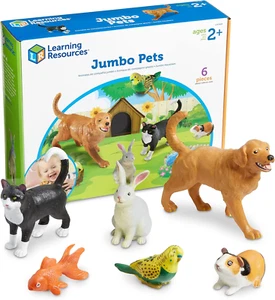 Jumbo Animaux domestiques - 6 pièces, 2 ans + jouets pour animaux de compagnie préscolaires, animaux de bureau de classe, - Photo 1/6