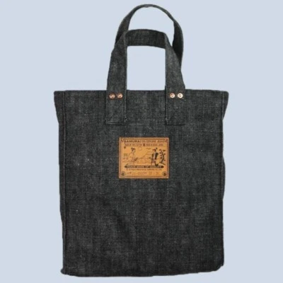 SAMURAIJEANS Denim Bolso de Mano BK Bolso de Mano Hecho en Japón Algodón 17oz Negro Sólido Foto 1 de 3