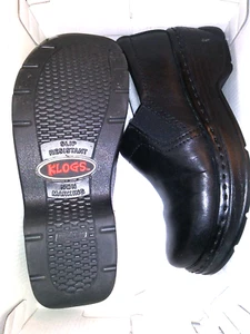 Klogs Womens Slip On Clogs Work Nurse Shoes Slip Resistant Black Leather Size 6M - Picture 1 of 6