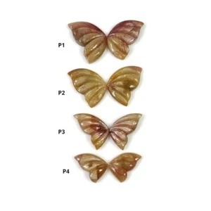 HERMOSO PAR DE MARIPOSAS DE PIEDRAS PRECIOSAS TALLADAS A MANO BICOLOR ZAFIRO NARANJA Y AMARILLO - Imagen 1 de 5