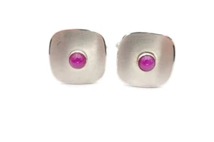 Vintage Dolan Bullock 14k White Gold Pink Star Sapphire Cufflinks - Picture 1 of 9