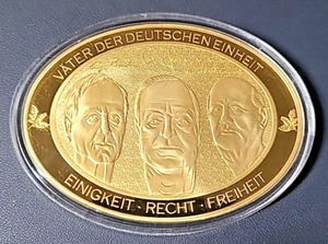 (s1/57)25 J. Dt.Wiedervereinigung-Väter Dt. Einheit Oval Gigant Medaille 85x62mm - Bild 1 von 2