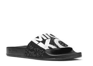 NWT MK Designer Runway Michael Kors Rhinestone Jewel Pool Slide Pinterest Sandal - Picture 1 of 24