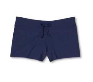Kona Sol Women's Drawstring Mid Rise Opaque Active Swim Shorts Navy Blue Size L - Picture 1 of 5