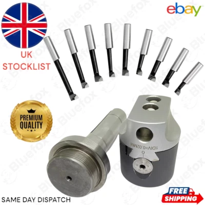 Hawk R8 Boring Head Kit – 50mm Head & 9PC Tools for Bridgeport Milling Machines - Image 1 of 4