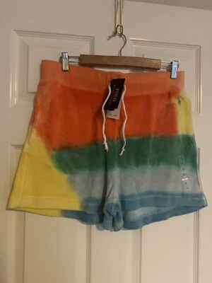 Nuevo con etiquetas Pantalones Cortos Ralph Lauren Algodón Terry Multicolor Tie-Dye Cordón Cintura Logo L Foto 1 de 4
