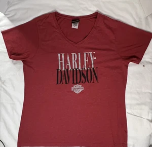 Harley Davidson Red V Neck T-Shirt Oxford AL Sz 3XL Plus Size Basic - Picture 1 of 6